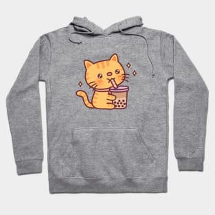 Cute Tabby Cat Drinking Bubble Tea Hoodie